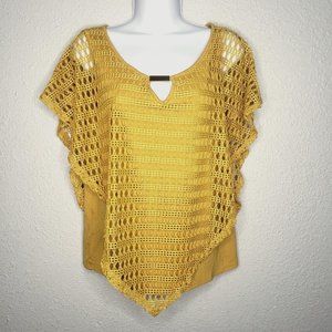 Naif Mustard Crochet Overlay Scoop Neck Tank Top S